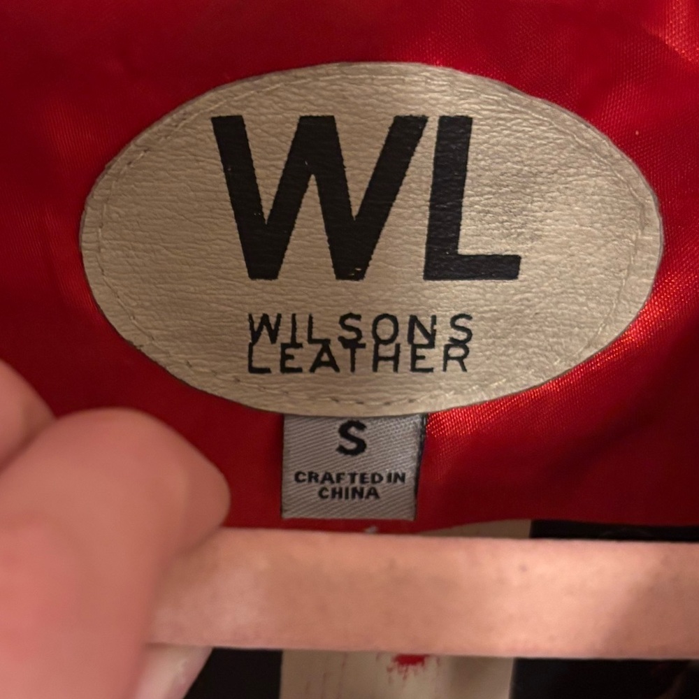 Wilsons Leather Cream and Red Racing Patch Leather Jacket - Picture 2 of 9